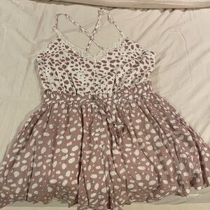 Main Strip Purple and white Spotted Romper NWT